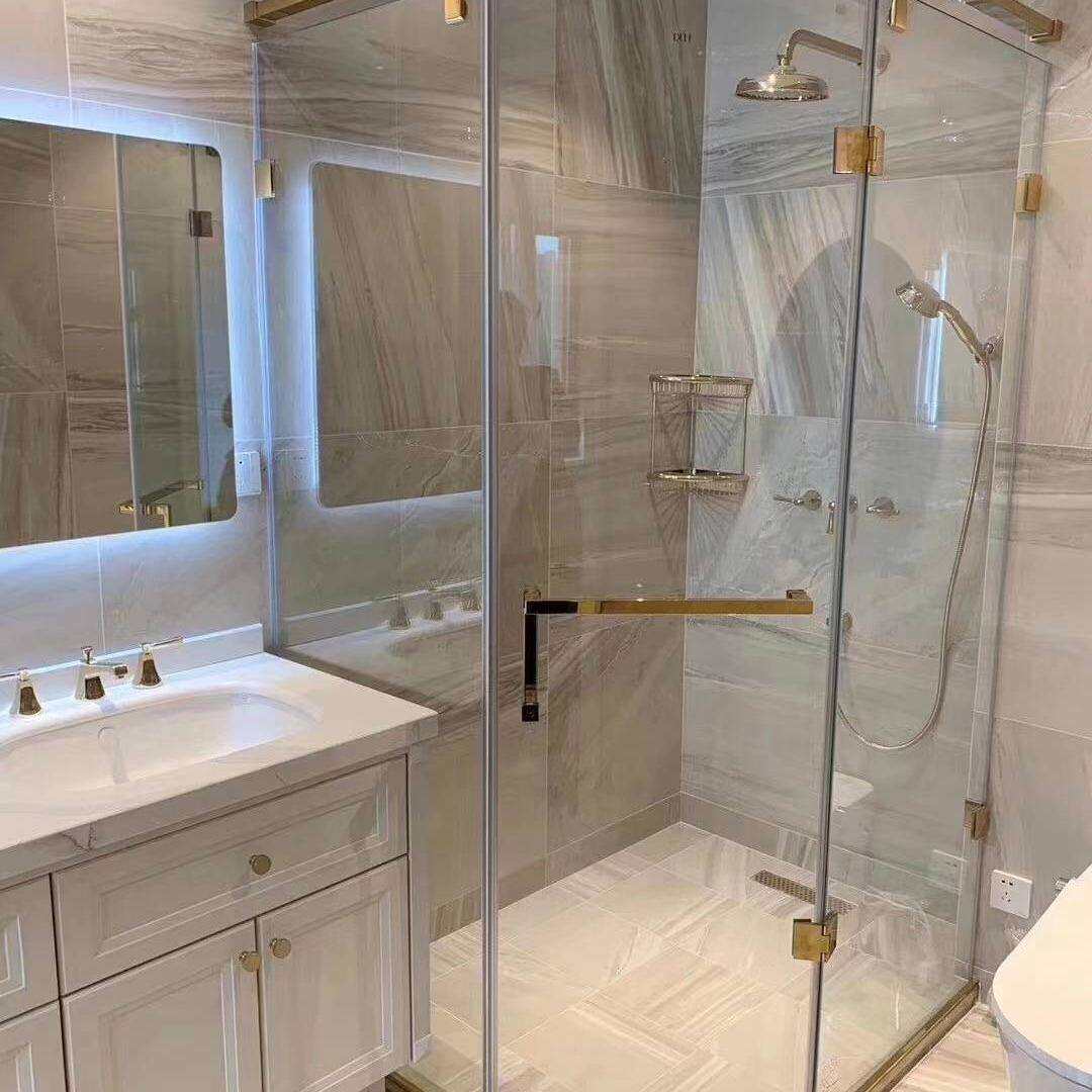 不锈钢黑色简易淋浴房隔断玻璃门卫生间干湿分离弧形洗澡房间