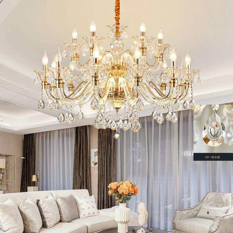水晶吊灯法式客厅灯现代简约餐厅卧室灯新款奢华高端别墅大厅灯具