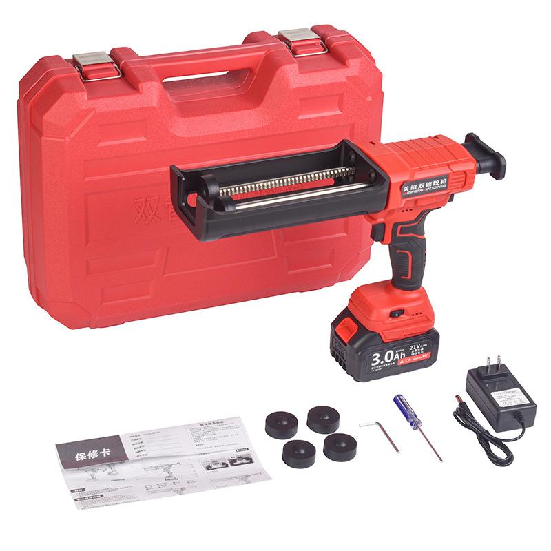 电动美缝胶枪双管全自动打胶枪美缝剂施工工具六档调速锂电美逢胶