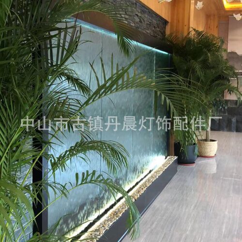大厅流水墙水幕墙玻璃屏风不锈钢可移动家居办公室隔断室内