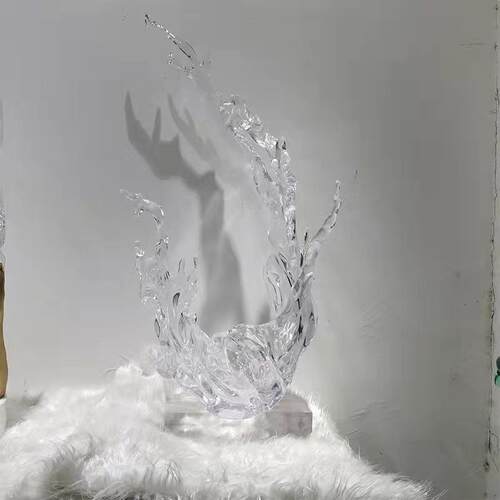 直销透明树脂浪花摆件新中式现代轻奢抽象艺术家居装饰品