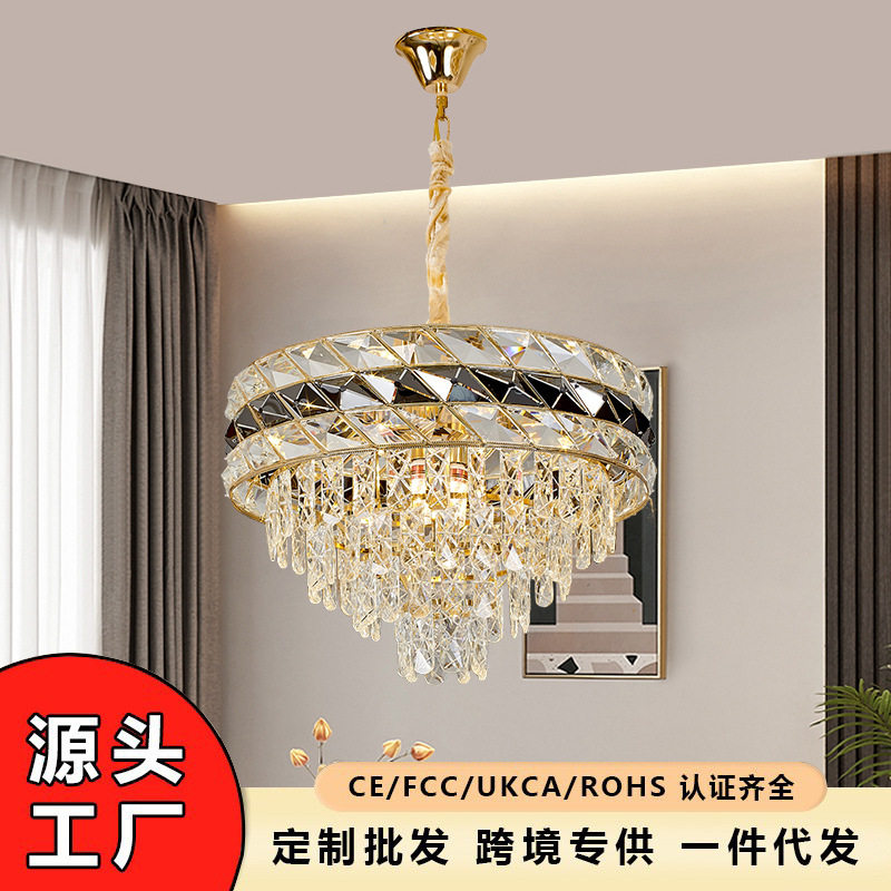 轻奢水晶吊灯高端大气客厅主灯现代简约别墅复式楼广东中山灯具图片
