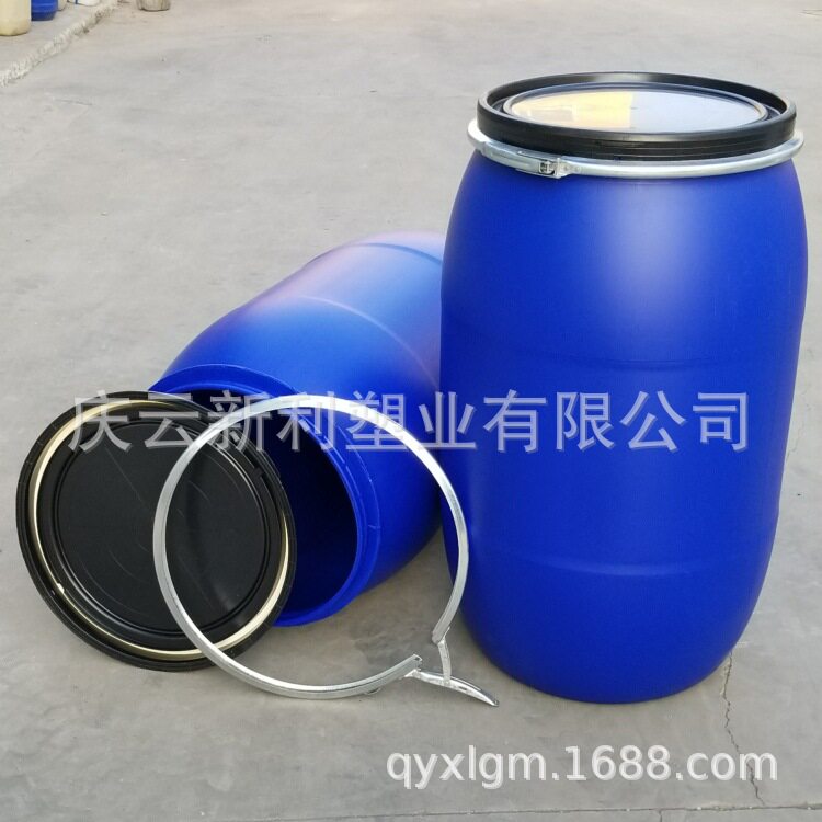 大开口200L塑料桶200升塑料桶蓝色200公斤法兰桶