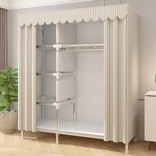 简易衣柜出租房用布衣柜家用卧室组装柜子钢管加粗加固收纳架衣橱