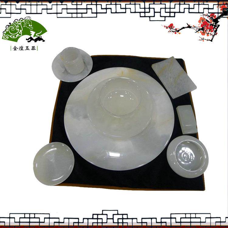 供应冰玉全套餐具玉器工艺品摆件送礼佳品养生碗家具玉摆件