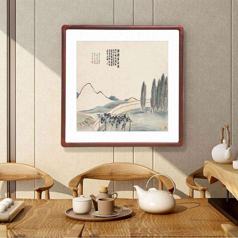 5ZW齐白石国画石门二十四景斗方山水画客厅玄关装饰画办公室