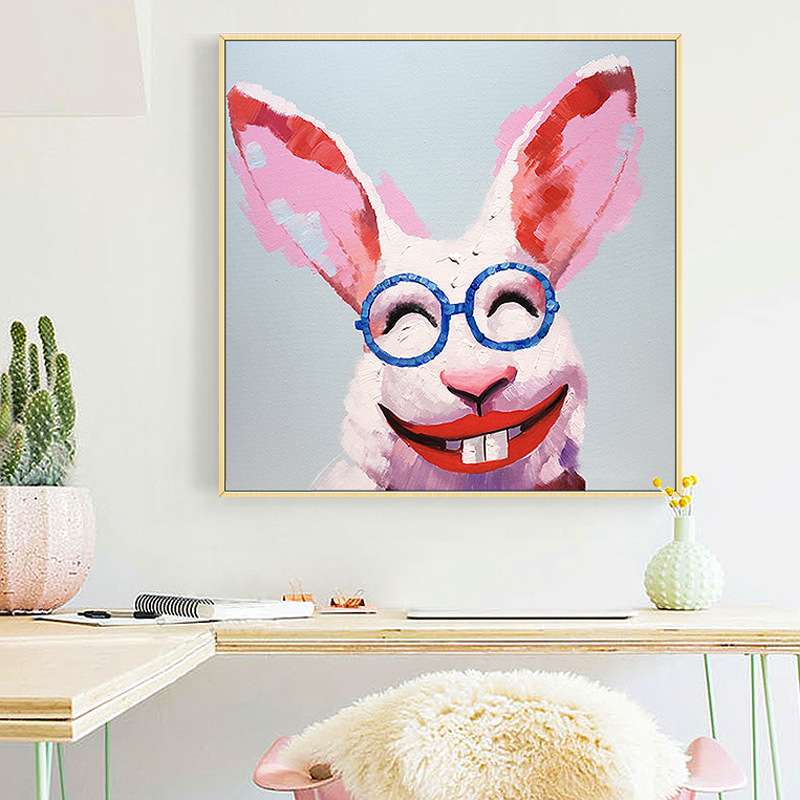 纯手绘油画卡通动物装饰画大幅走廊书房客厅挂画现代走廊过道挂画图片