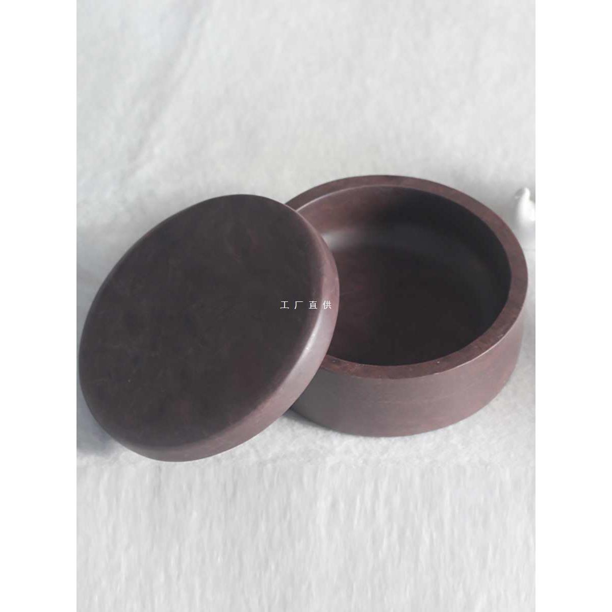 端砚台墨砚合肇庆带盖密封单打不干天然原石料文房四宝