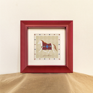 实木简约框窄边红色拼图框证书框小众定制装饰画框油画框挂墙相框