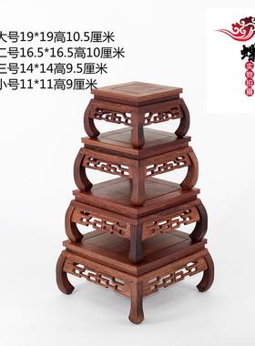 红木鸡翅木奇石底座 红木摆件 四正方弯脚底座实木底座雅致