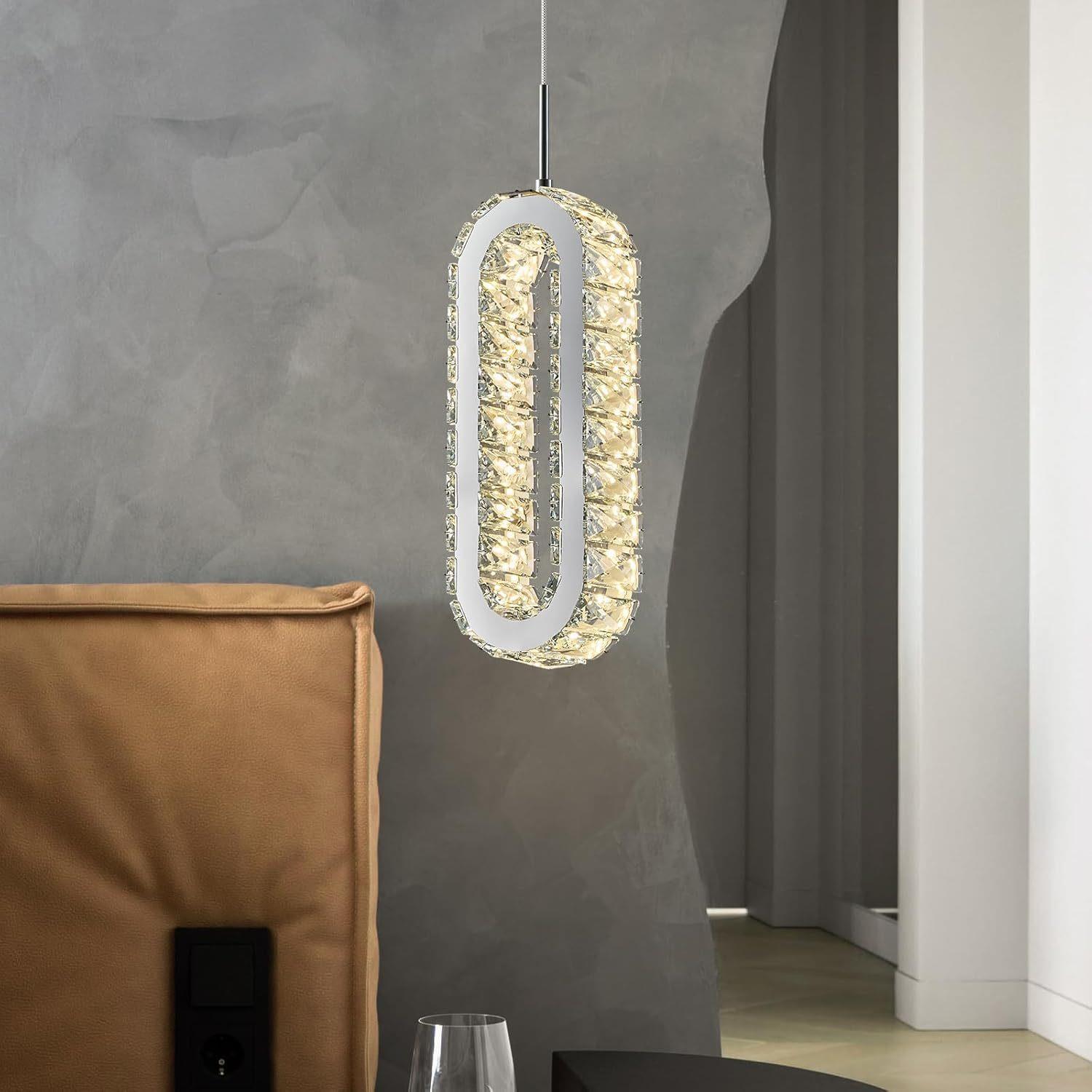 LED现代金色吊灯灯具迷你椭圆形水晶吊灯卧室客厅餐厅走廊酒吧灯