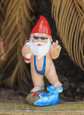 游泳侏儒小矮人摆件花园小矮人树脂雕像摆件装饰泳衣小矮人工艺品