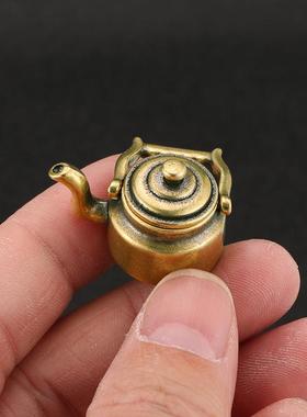 民族风年代风仿古做旧烧水壶黄铜摆件童趣古玩茶宠摆设工艺品收藏