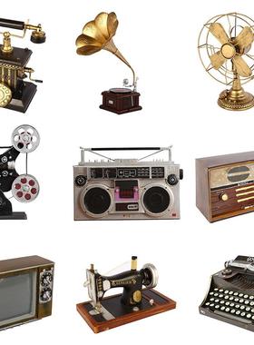 覆古老式电视机收音机留声机投影机摄影机打字机模型道具装饰摆饰