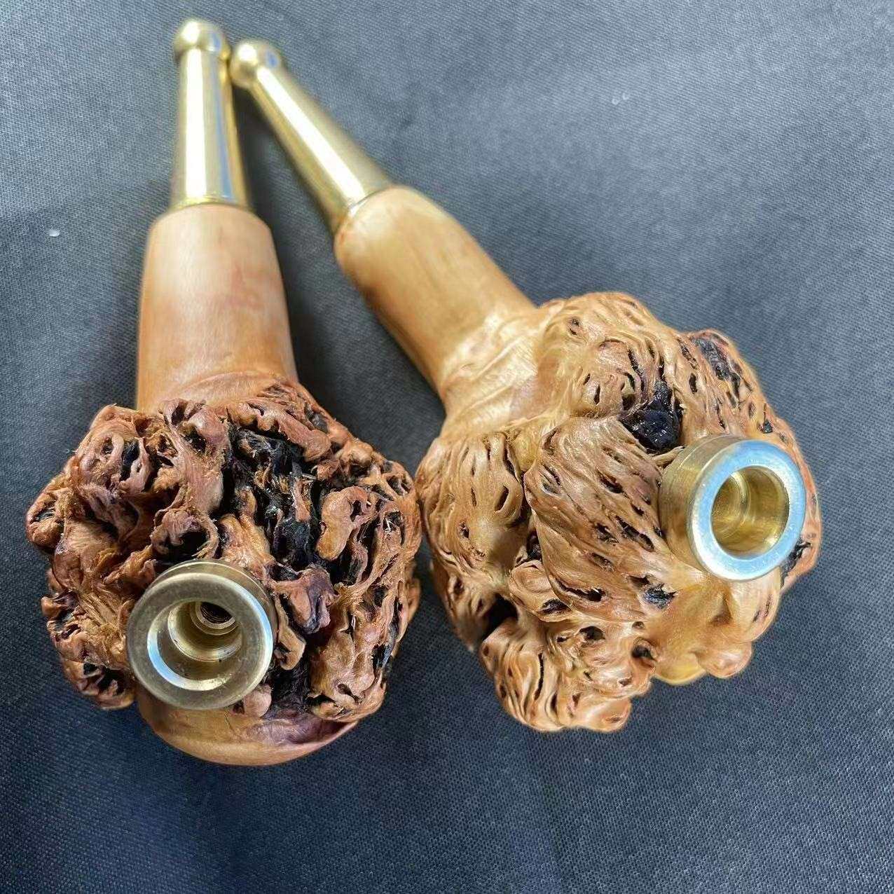 山茶木烟斗文玩手把件长13-17手工制作工艺品实木景区烟斗
