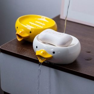 盒陶瓷家用肥皂盒置物架碟洗澡香皂皂沥水摆件卡通可爱化妆鸭子室