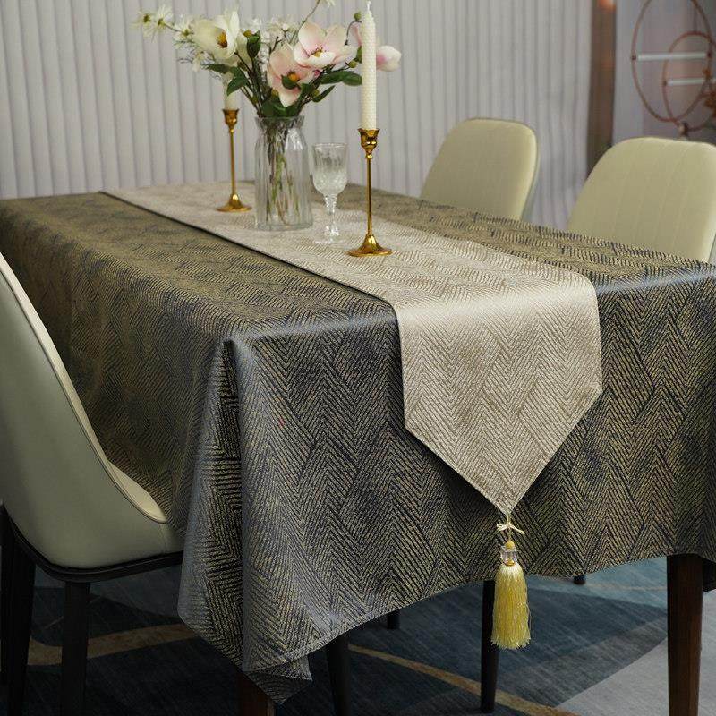 桌布轻奢高级感防水茶几布长方形台布定制美式现代简约餐桌布桌旗