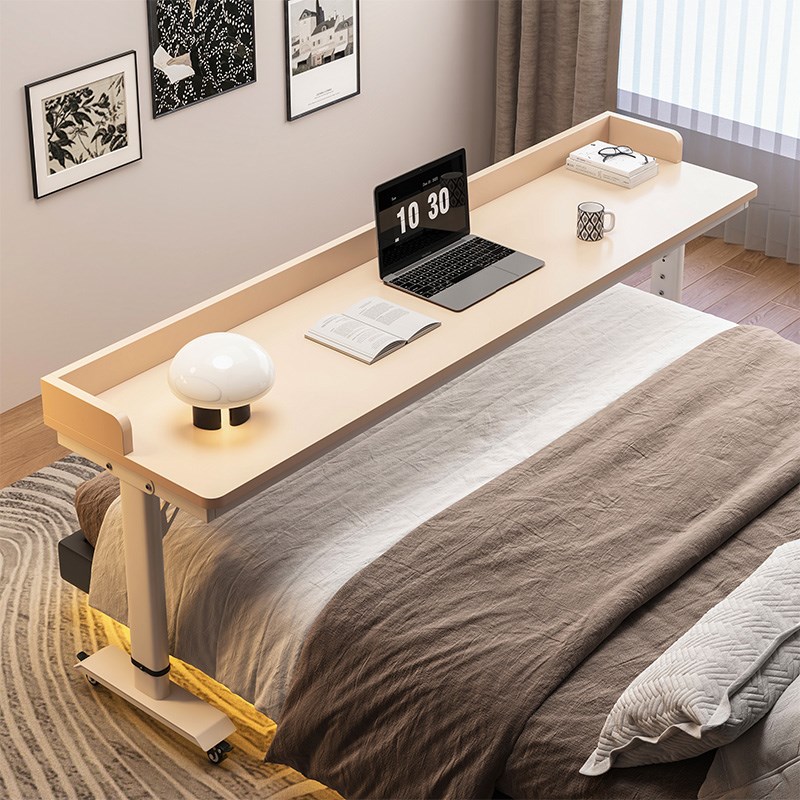 书桌可移动跨床桌可升降懒人床上桌小户型实木R长条学习桌子工作