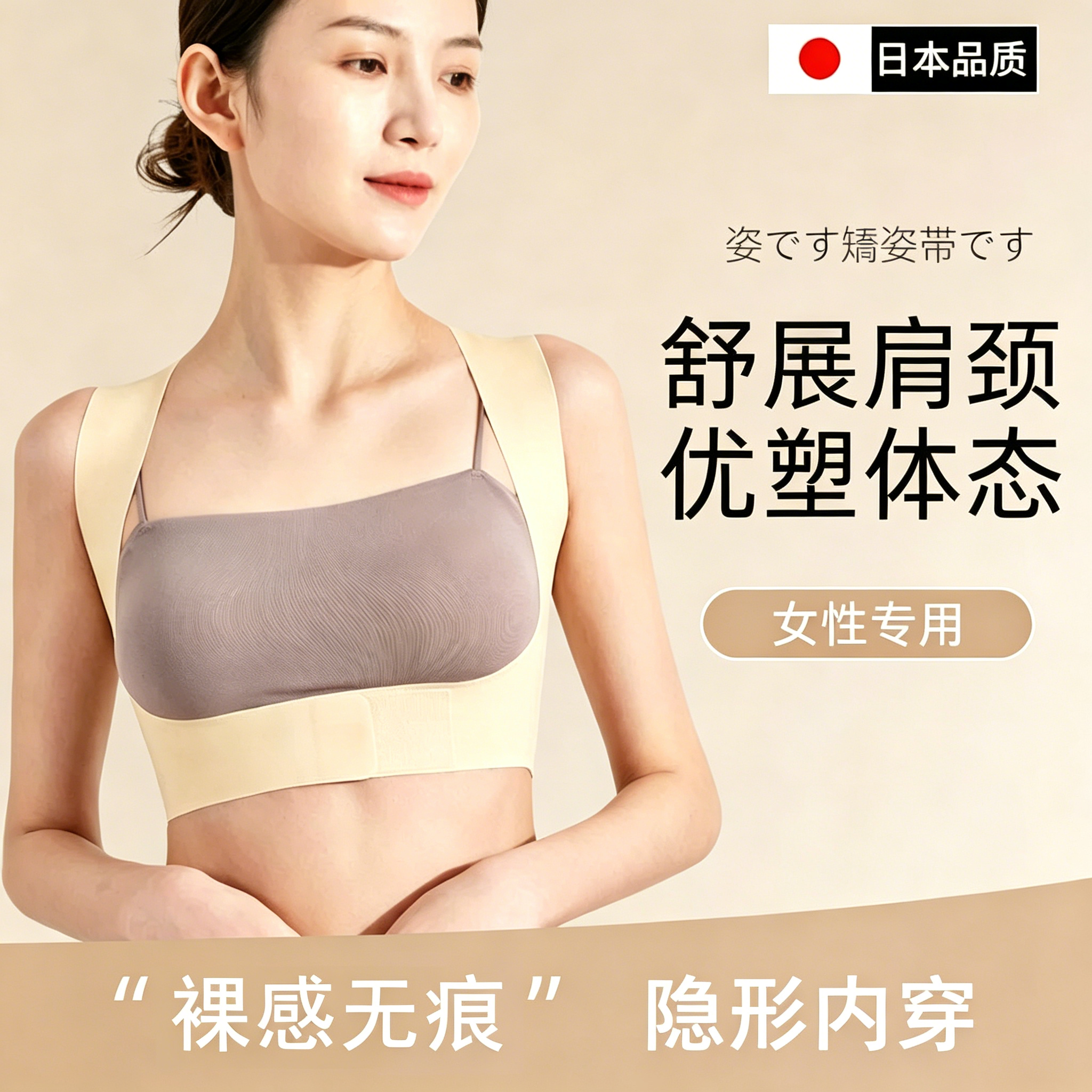 日本背部矫正驼背器成人开肩带矫正带矫姿带男女士专用开背神器