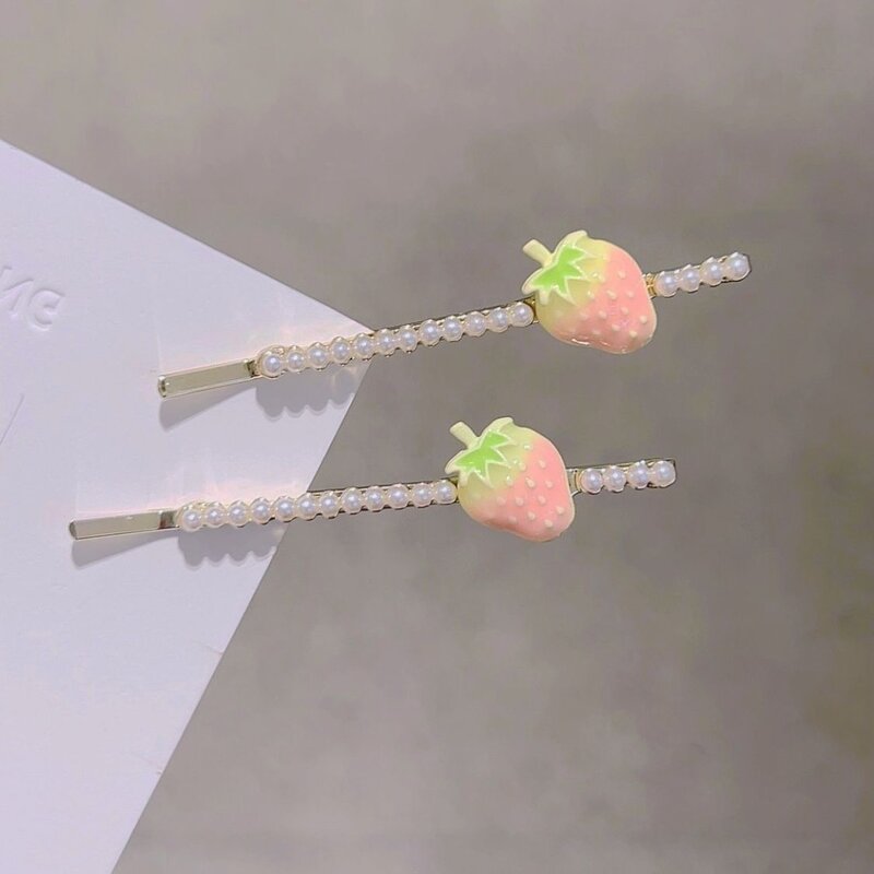 少女甜美可爱简约一字边夹韩系清新水果造型网红发夹百搭头饰夹子