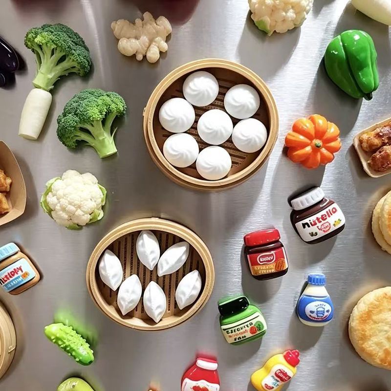 立体磁吸仿真面点冰箱贴可吸附便签照片包子饺子创意装饰贴