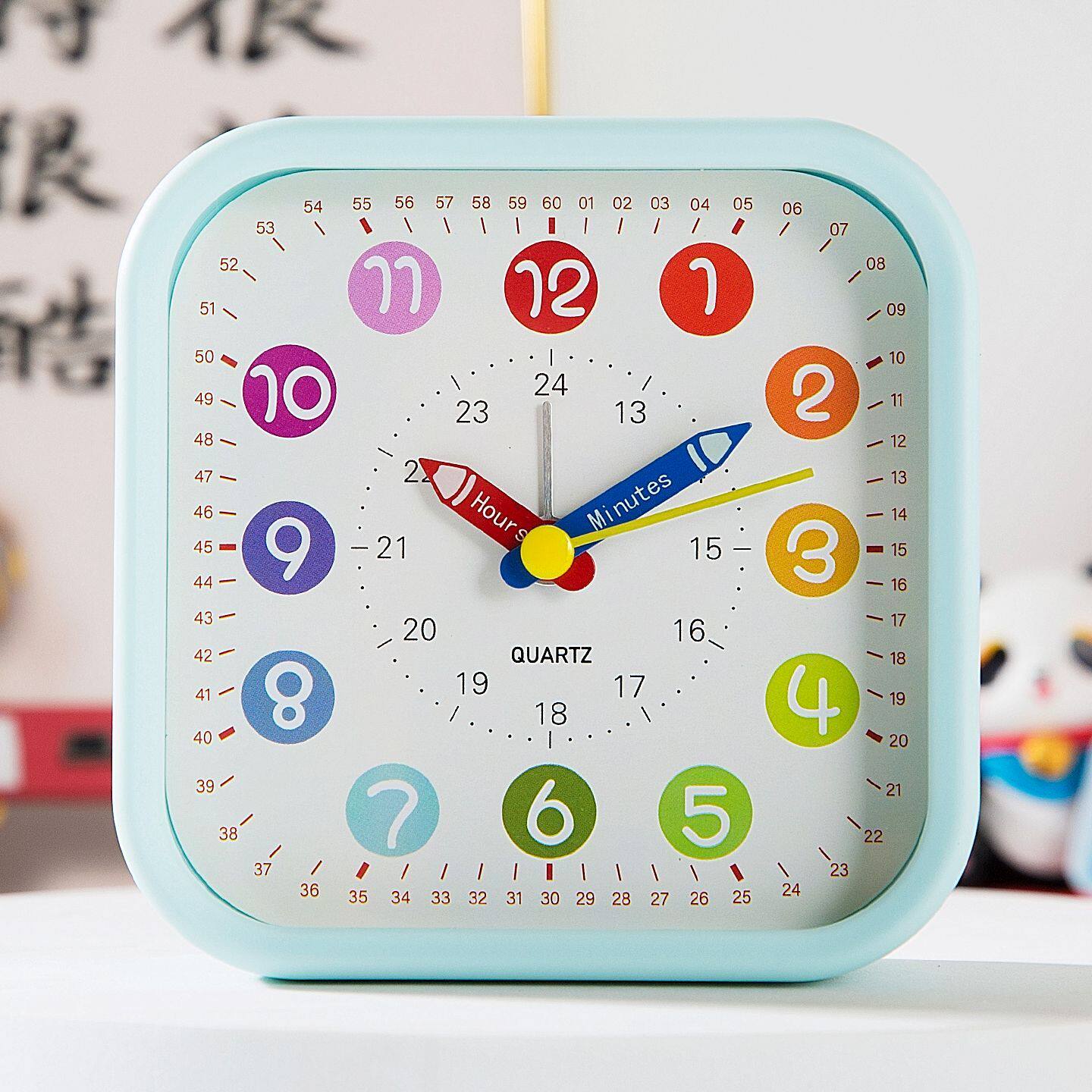 儿童男女学生方形桌面新款静音时钟可爱起床神器小闹钟物件