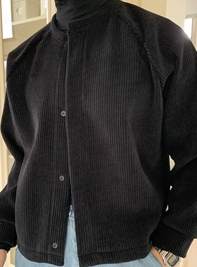 TMC25S针织百搭复古亨利领简约慵懒风开衫休闲按扣叠穿男士外套