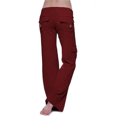 Women Flare Leggings Pockets Hidden Scrunch Waisted Cargo