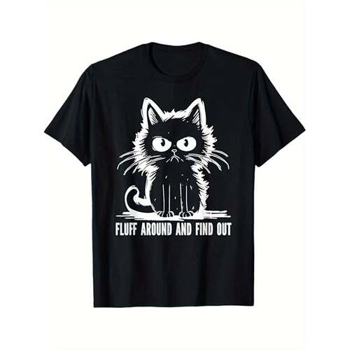 Women's Fitted Graphic T-Shirt, Black Cotton Short-Sleeve