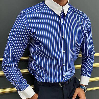 Men's Long Sleeve Fitted Shirt, Formal & Casual Button-Down