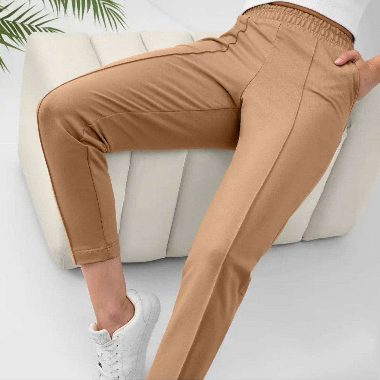 Women Pull Pintuck Pants Casual Dressy Sweatpants Pockets - 实物图