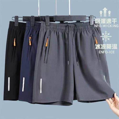 Men shorts zippered pockets breathable comfortable mid thigh