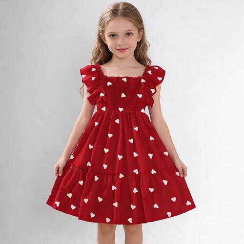 Girls' Summer Fashion Casual Floral One Shoulder Dress