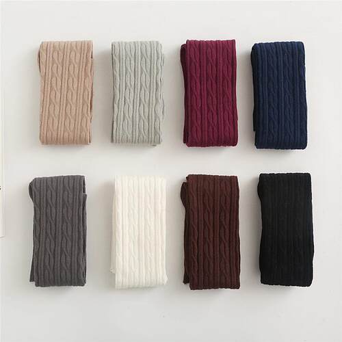 Women Cable Knit Thigh Socks 3 Pairs Random Winter Warm Over