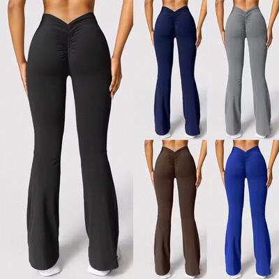 Arsoxy Women V Back Scrunch Butt Flared Leggings Waisted