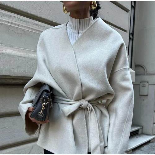 Women Casual Chic Woven Outerwear Coat Jackets Winter Plain