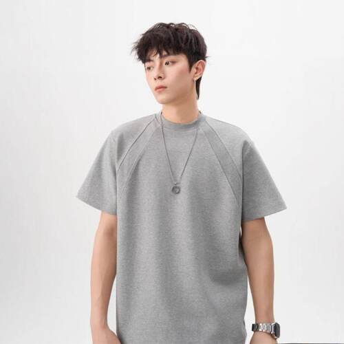 Men Heavywide Sleeve Crew Neck Shirt s Cotton Short