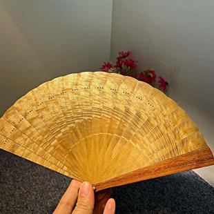 中国风汉服男女款 金丝楠木扇子便携折扇子苏扇新款 古典口袋迷你扇
