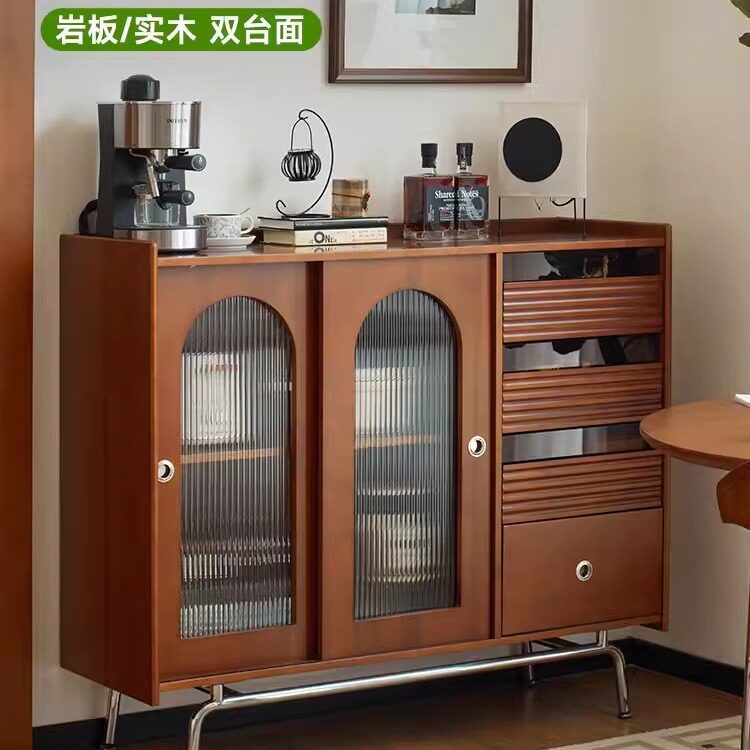 北欧实木岩板餐边柜小户型收纳