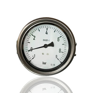 9bar 充油抗振轴向压力真空表不锈钢加液注油无边YBN100Z