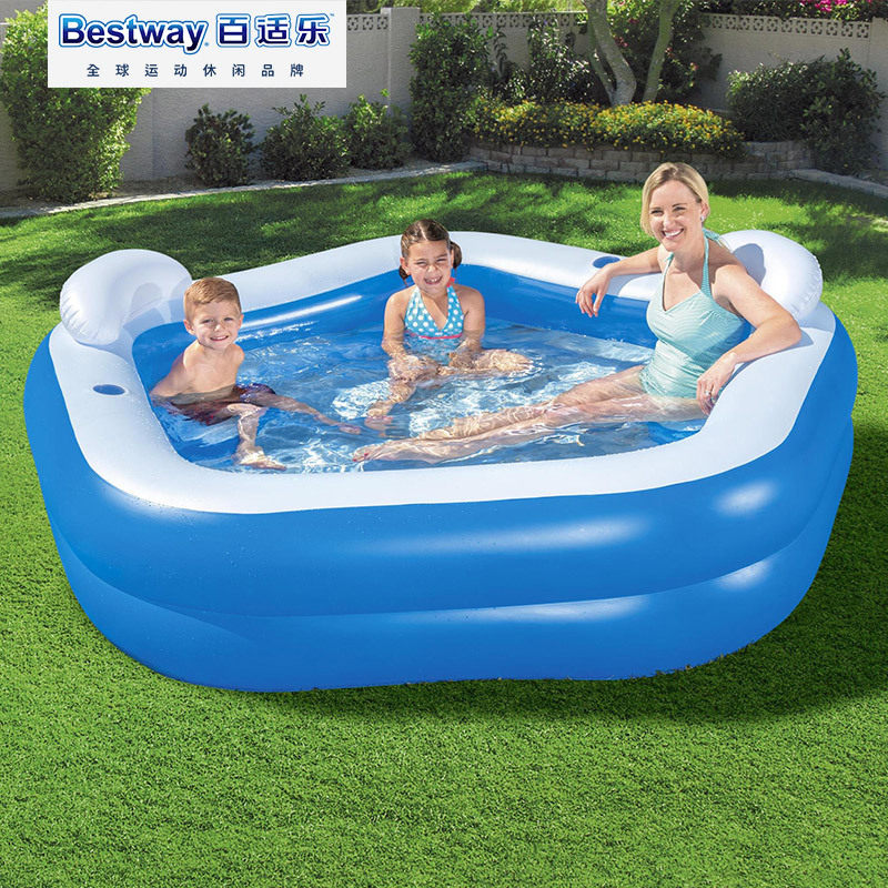 Bestway54153二环五角形水池儿童游泳池双人带靠背座位家庭戏水池