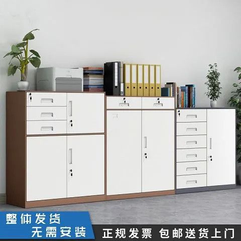 带锁铁皮文件柜矮柜打印机收纳