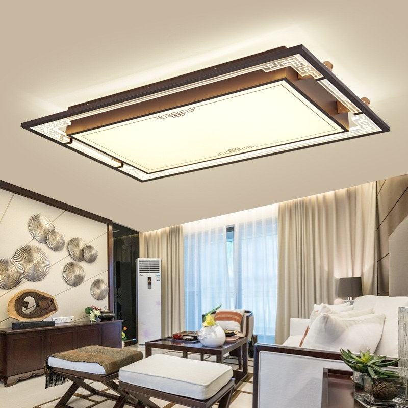 新中式吸顶灯客厅灯长方形中国风铁艺灯饰现代简约大气家用卧室灯