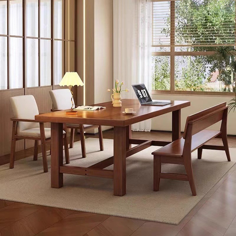 实木大板桌家用去客厅化大长书桌简易办公桌工作台多人阅读学习桌