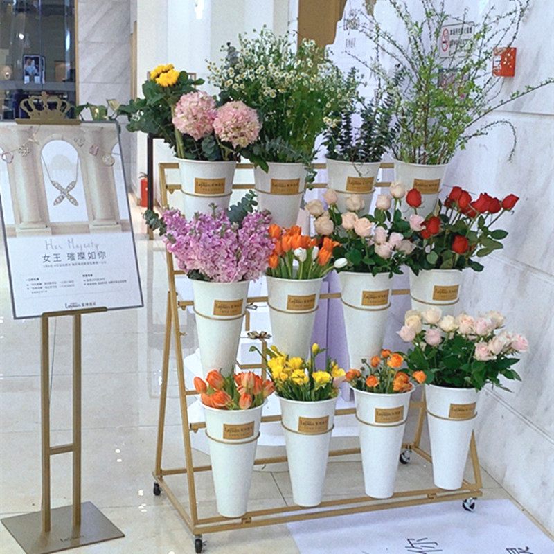 花店阶梯式鲜花展示架带万向轮收纳架婚庆生日装饰插花架摆摊货架