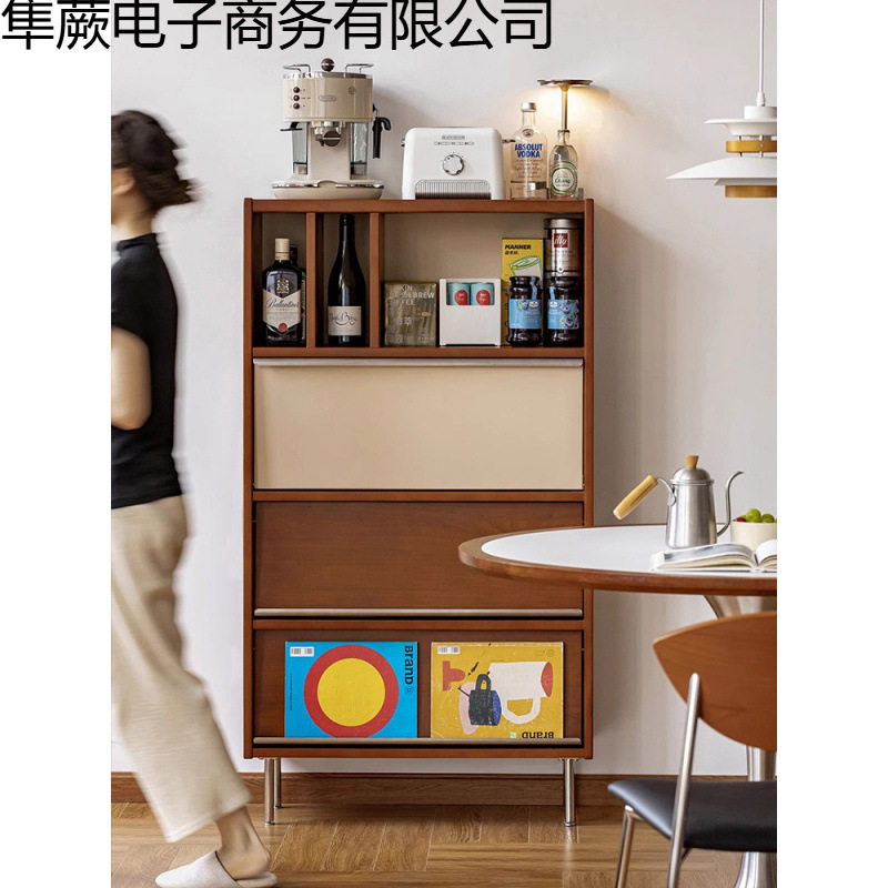 复古拼色收纳高柜餐边柜展示柜