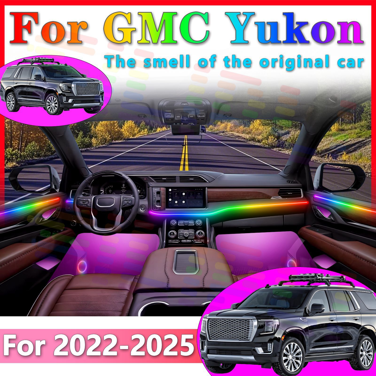适用于2022年到2025年的GMC Yukon 5代汽车室内LED装饰氛围灯
