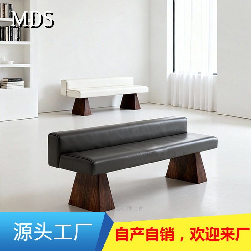 北欧真皮长条凳子家用客厅沙发凳餐厅餐桌椅设计师创意卧室床尾凳