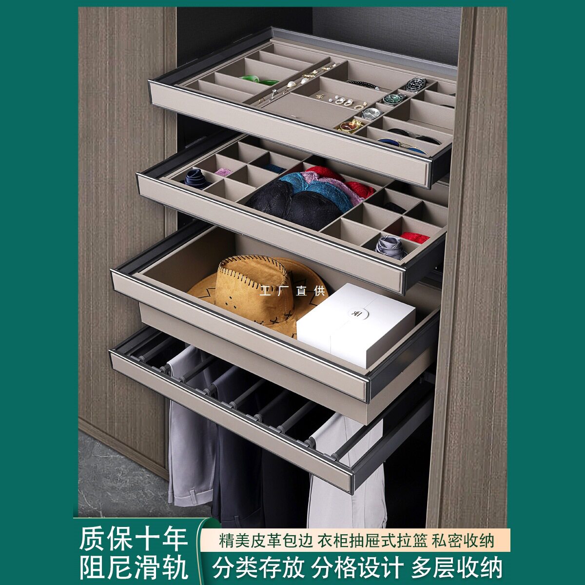 衣柜内置伸缩抽屉式多功能裤架