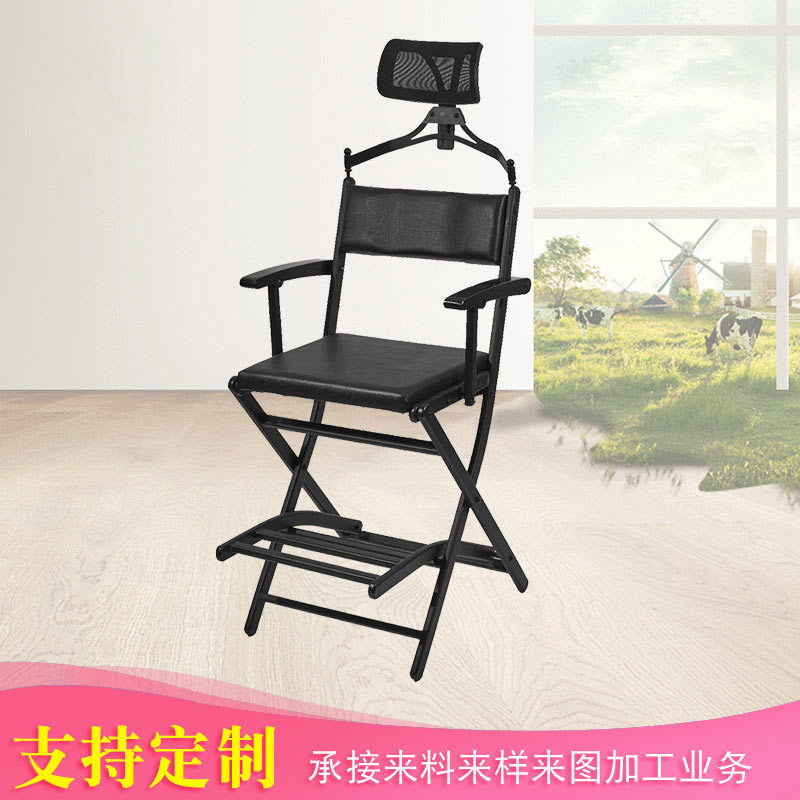 新款折叠影楼化妆椅铝合金靠背高脚美发椅带枕头便携导演椅直销